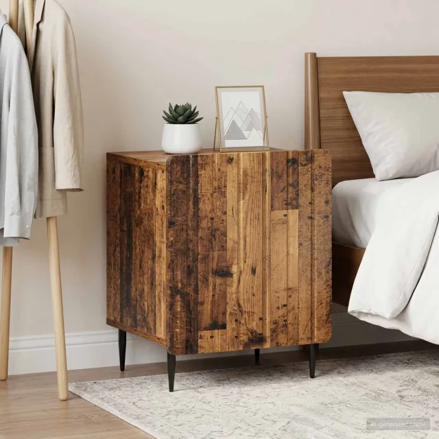 vidaXL Nachtkastje 2 st Oud hout 43 x 34,5 x 52 cm Bewerkt hout bruin, foto 2