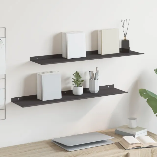 vidaXL Drijvende plank 2 st Zwart 80 x 18 x 2,5 cm Staal