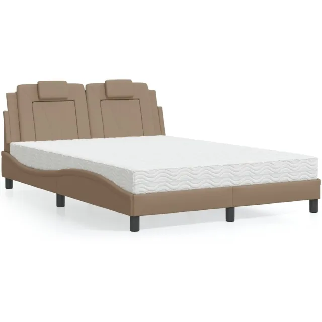 vidaXL Bed "Viana" met matras kunstleer cappuccinokleurig 140x200 cm Bruin