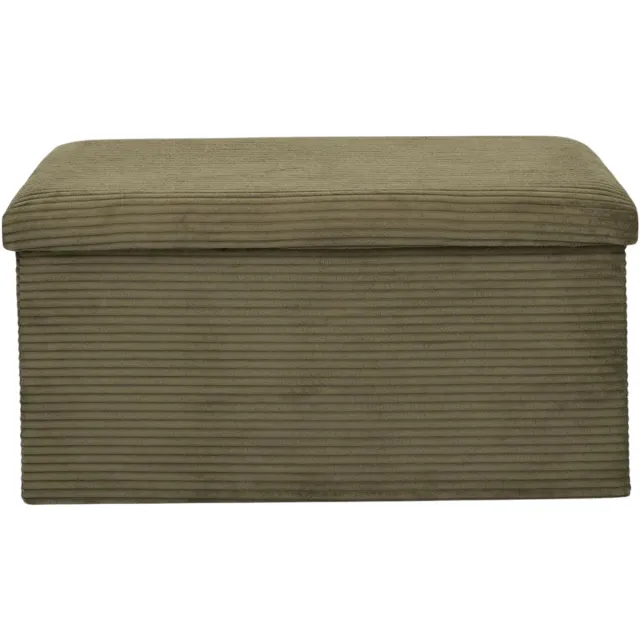 HOME DECO FACTORY Poef/hocker opvouwbaar - rib design - opbergbox - groen - polyester/mdf - 76 x 38 cm