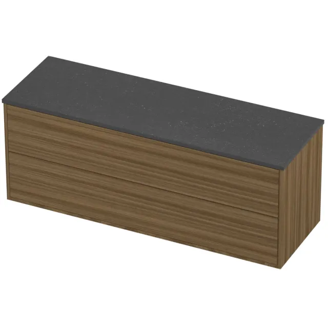 Proline Deck Badmeubelset Hardsteen Voor Grepen Symmetrisch 140x46x54 cm Blue Stone Caramel Walnut Houtlook