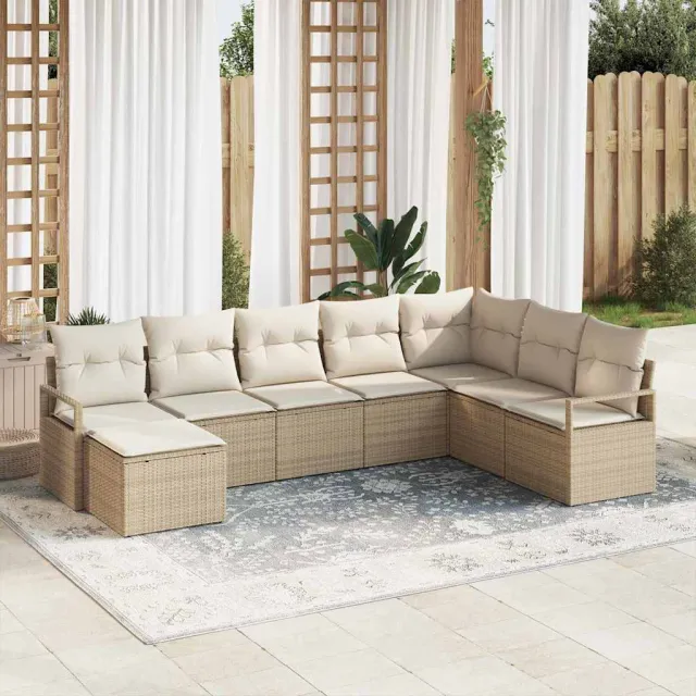 vidaXL Bankstel 8 st Beige poly rattan, foto 2