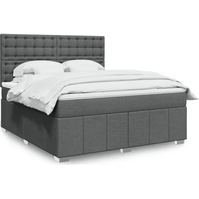 vidaXL Boxspring met matras stof donkergrijs 180x200 cm grijs
