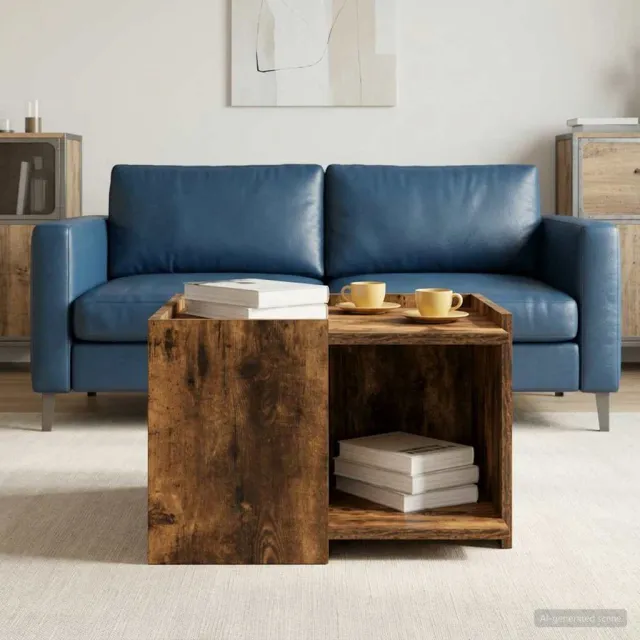 vidaXL Salontafel Gerookt eiken 50,5 x 50 x 33 cm Bewerkt hout, foto 2