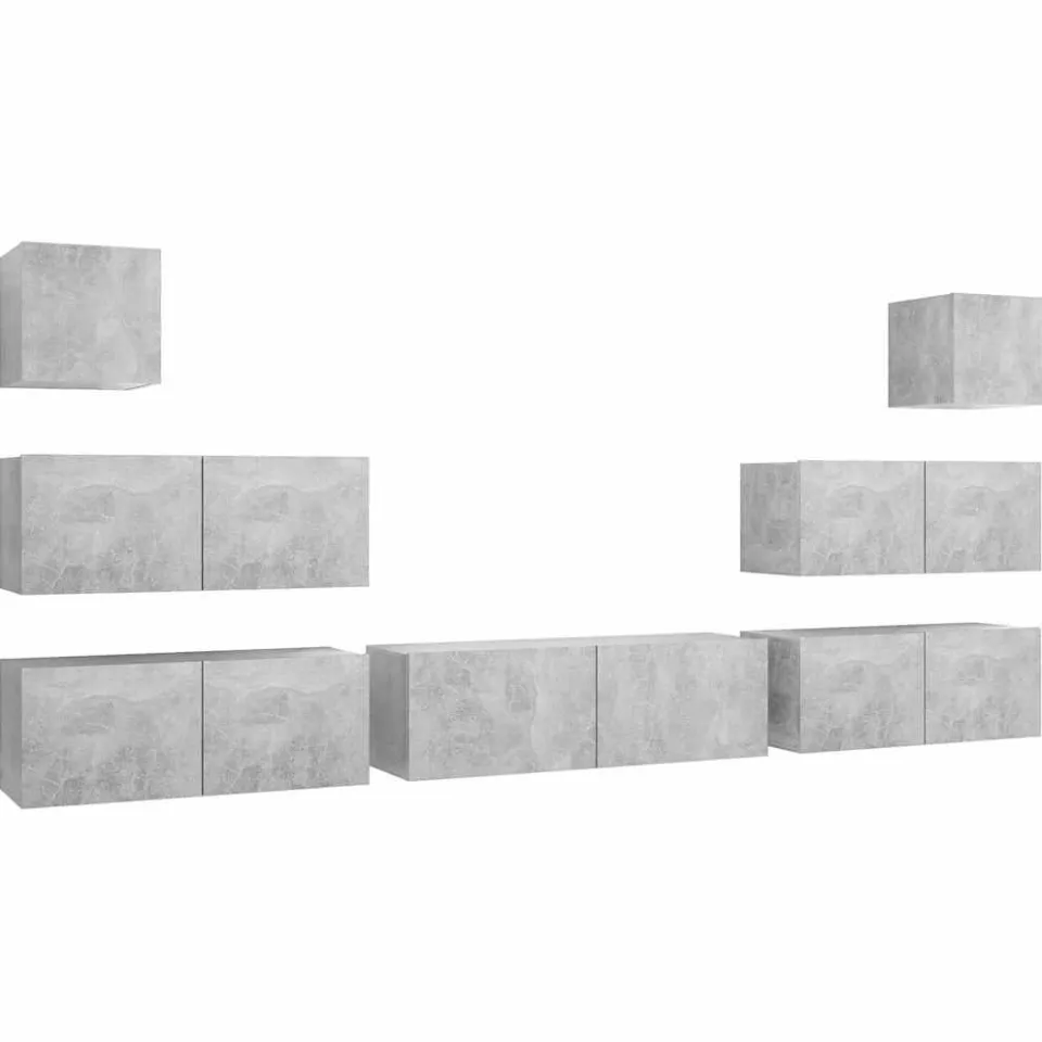 vidaXL 7-delige Tv-meubelset bewerkt hout betongrijs grijs, foto 3