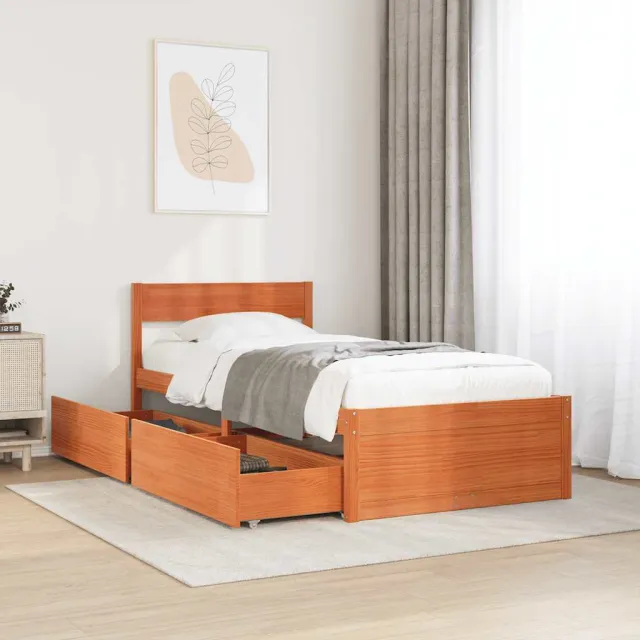 vidaXL Bedframe zonder matras massief grenenhout wasbruin 100x200 cm bruin