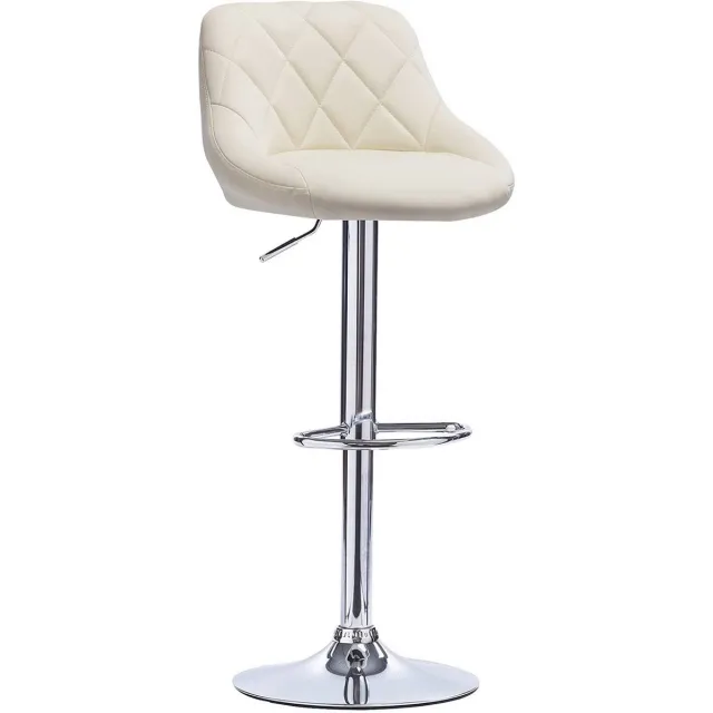 Happyment Designer Barkruk Memo - Met rugleuning - Stevig - Ergonomische barstoel - Zithoogte 60 - 82cm - Creme - Set van 1 - Keuken en bar - In hoogte verstelbaar