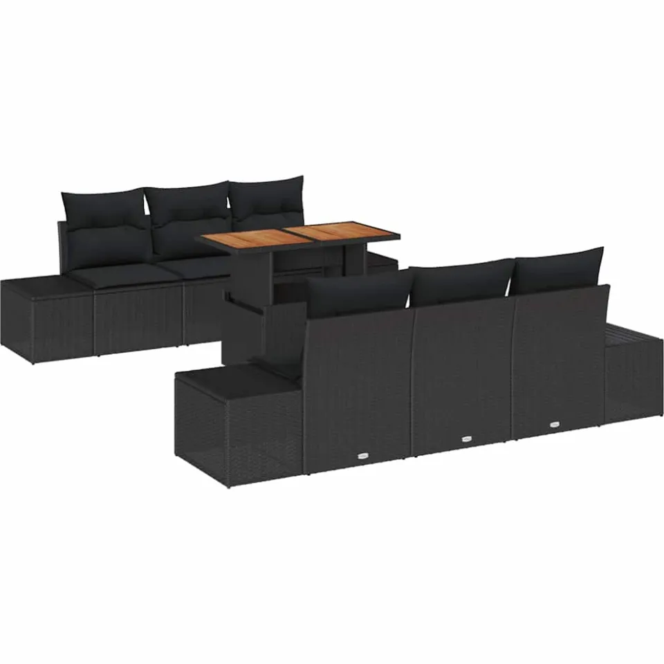vidaXL Tuin Sofa Set 7 st Zwart Poly riet