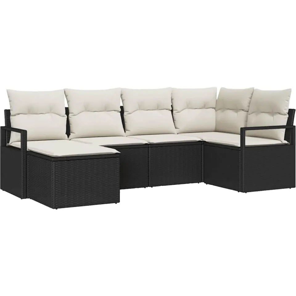 vidaXL Bankstel 6 st Zwart poly rattan