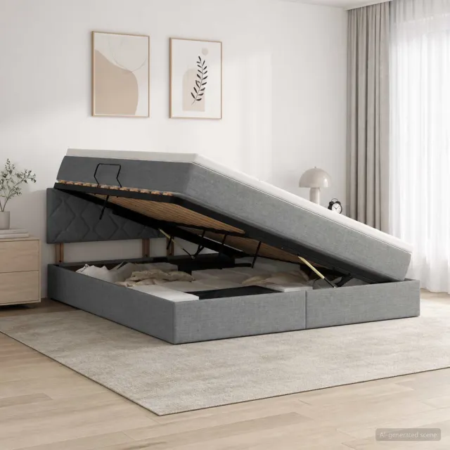 vidaXL Opbergbed met matras Donkergrijs 140 x 200 cm fluweel