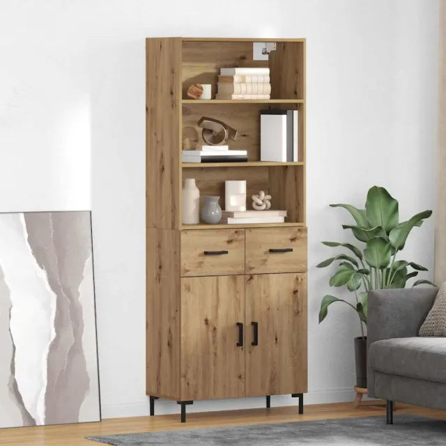vidaXL Hoge kast Artisan Eiken 69,5 x 34 x 180 cm Bewerkt hout Bruin