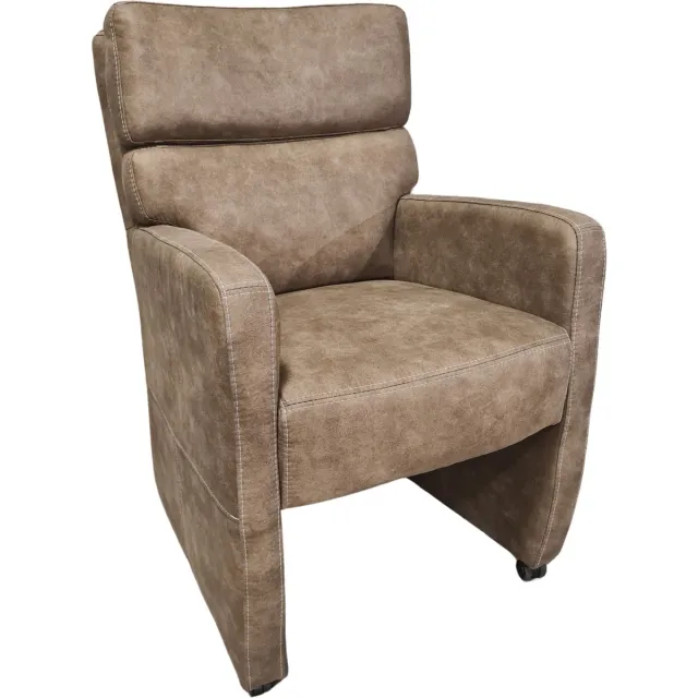 The Seats Eetkamerstoel Jake - Met wieltjes - Preston - Taupe Tauppe