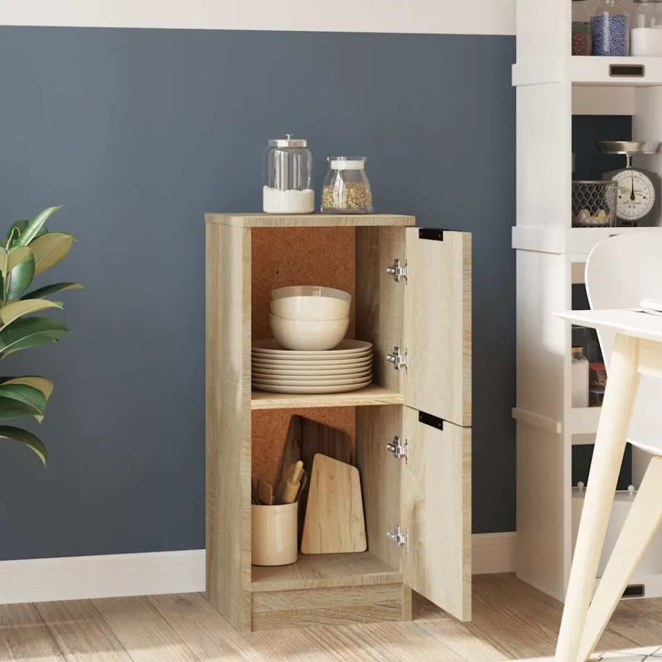 vidaXL Dressoir 30x30x70 cm bewerkt hout sonoma eikenkleurig, foto 4