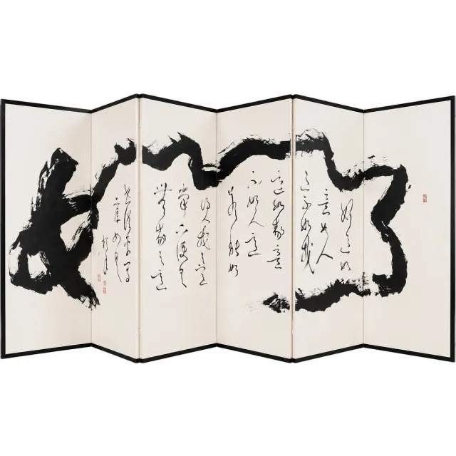 Fine Asianliving Kamerscherm Calligraphy Handgeschreven B210xH95cm Zwart, Wit