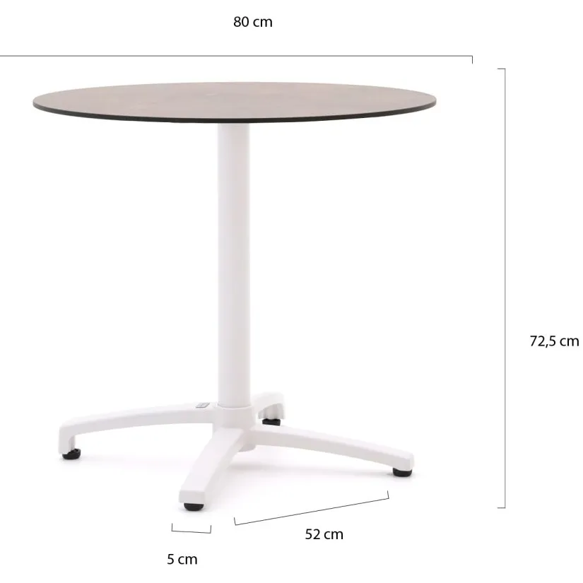 Bellagio tuinmeubelen Bellagio Canzo klaptafel ø80cm (h:73cm) wit, foto 2