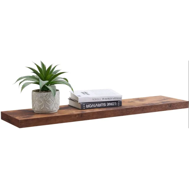 Acaza Wandplank - 100 cm - Wandrek - Boekenrek - Boekenplank - Wandplank Zwevend - Vintage Bruin