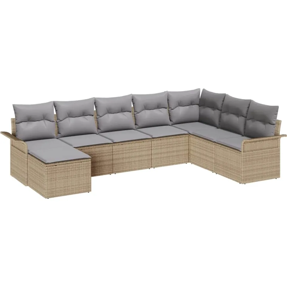vidaXL Tuin Sofa Set 8 st Beige poly rattan