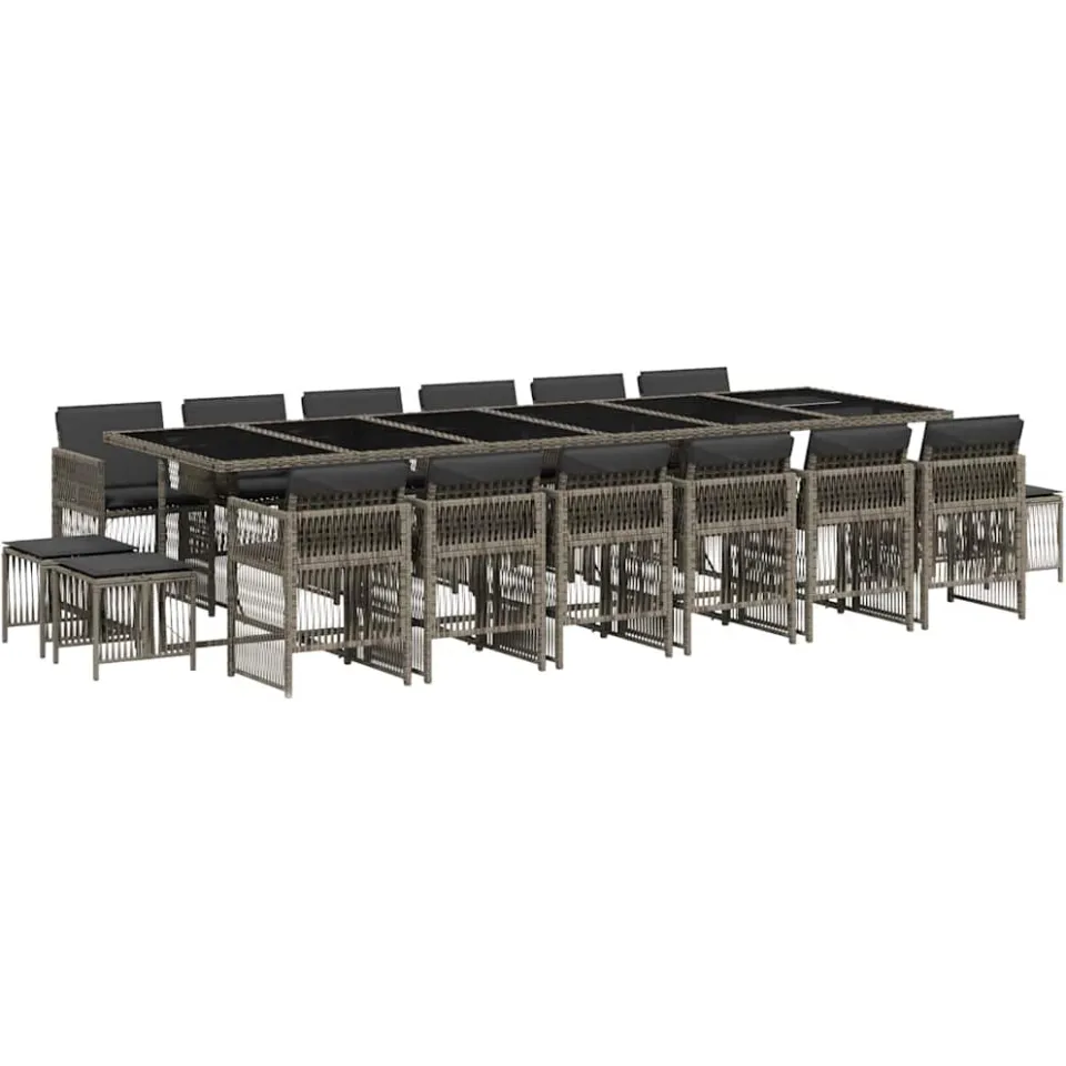 vidaXL 17-delige Tuinset met kussens poly rattan grijs, foto 3
