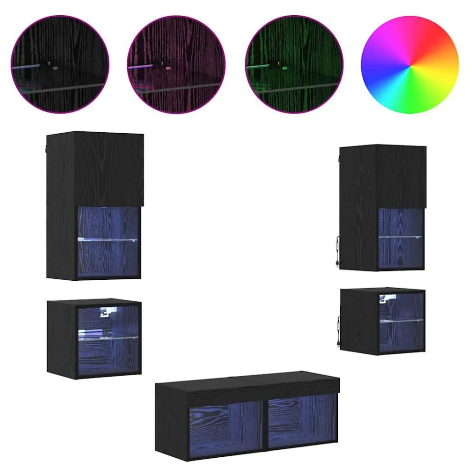 vidaXL TV Wandmeubels 8 st 30,5 x 30 x 60 cm Zwart Eiken, foto 4