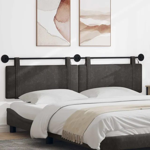 vidaXL Hangend hoofdbord Zwart Antiek PU