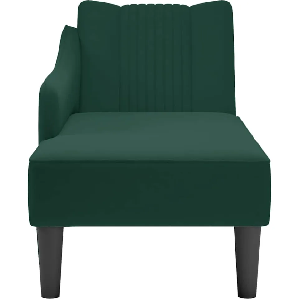 vidaXL Chaise longue met rechterarmleuning fluweel donkergroen groen, foto 4