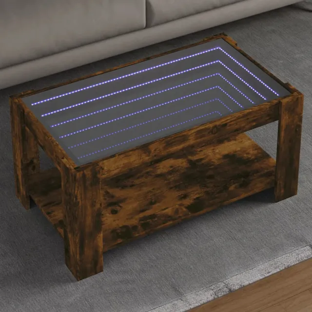 vidaXL Salontafel met LED 93x53x45 cm bewerkt hout gerookt eikenkleur, foto 2