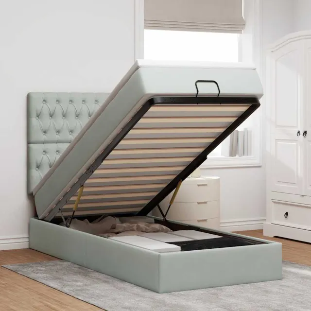 vidaXL Ottoman bed met matrassen 90x200cm fluweel lichtgrijs grijs