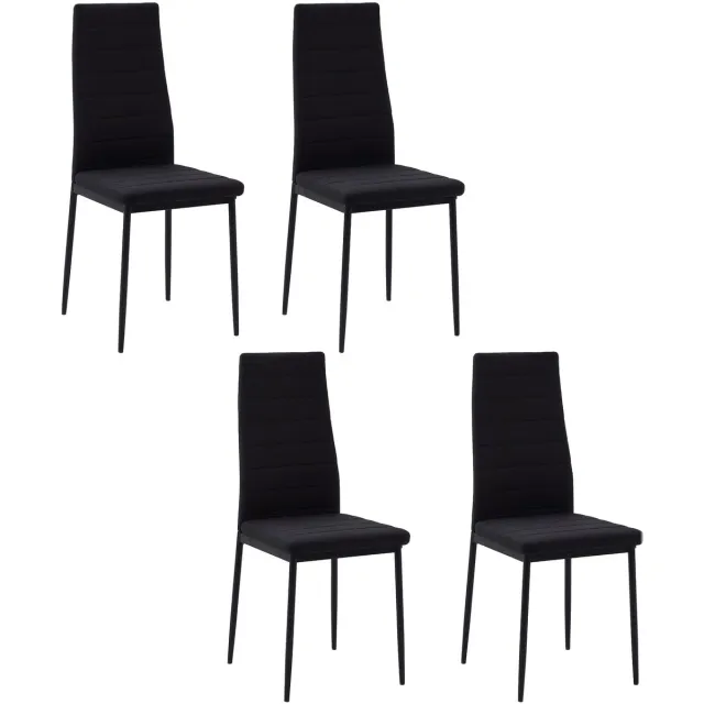 Homcom Eetkamerstoel-Linnen (100% polyester)-50x41x97cm-Zwart