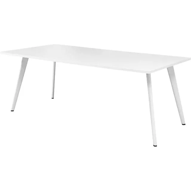 ABC Kantoormeubelen Vergadertafel Victory 4-poots recht 200×100 frame Aluminium (RAL9006) blad Noten Hickory Aluminium (RAL9006)/Noten Hickory