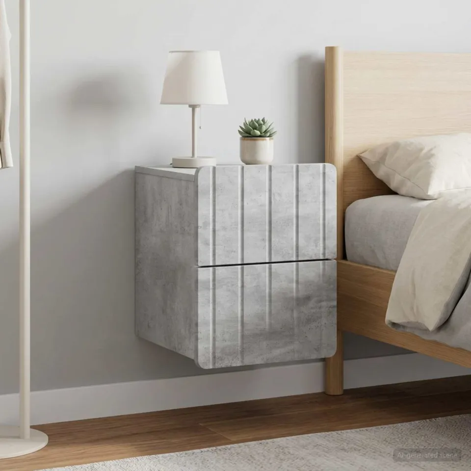 vidaXL Wandbeugel Bedkast 2 st Betongrijs 33 x 34,5 x 43 cm grijs, foto 4