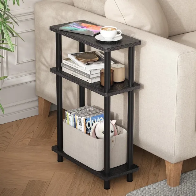 Vellaro Bijzettafel verstelbaar - Zwart - Smal - Stijlvol en Functioneel - Voor Woonkamer en Slaapkamer