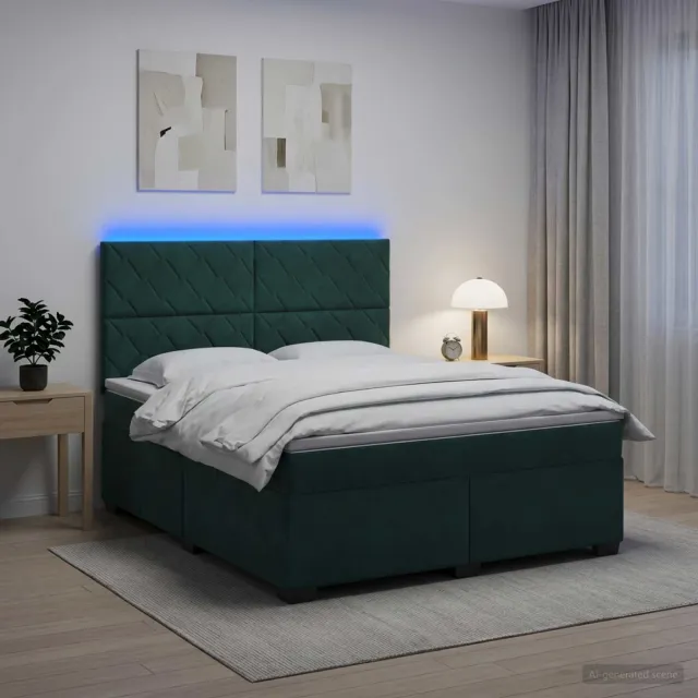 vidaXL Boxspringbed met matras Donkergroen 160 x 200 cm Fluweel