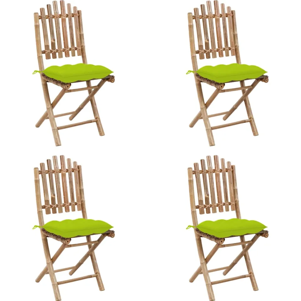 vidaXL 5-delige Tuinset inklapbaar met kussens bamboe groen, foto 2