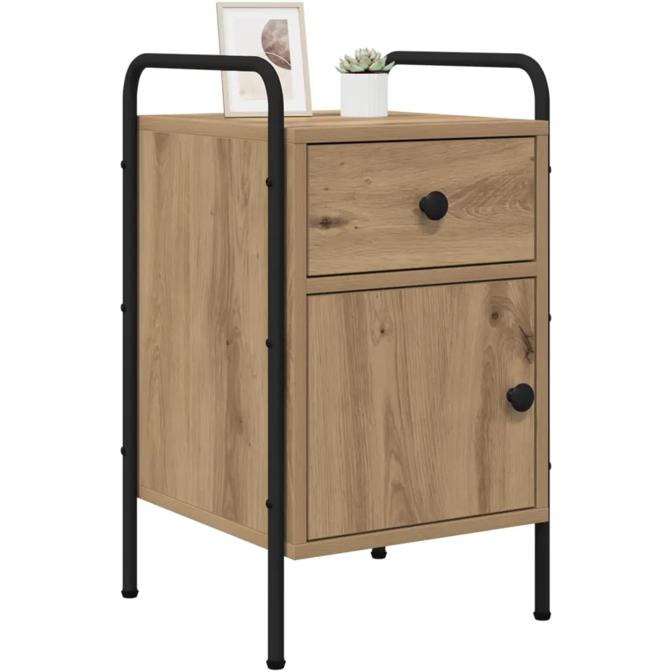 vidaXL Nachtkastje 2 st Artisanaal eiken 35 x 36,5 x 61 cm Bruin