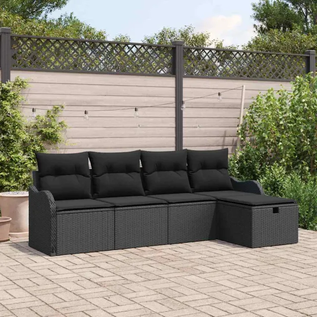 vidaXL Tuin Sofa Set 5 st Poly riet zwart, foto 2