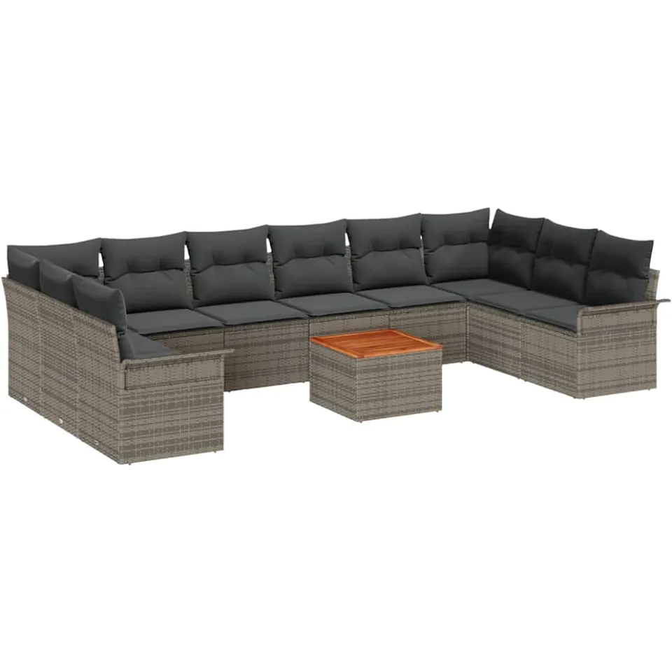 vidaXL Tuinbankenset 11 st Grijs poly rattan