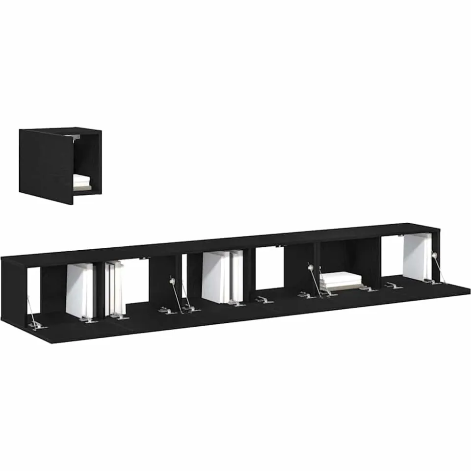 vidaXL Tv-meubelset 4 st Zwart Eiken