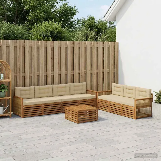 vidaXL Buiten bankenset 8 st 7-zits Natuurlijk en Beige
