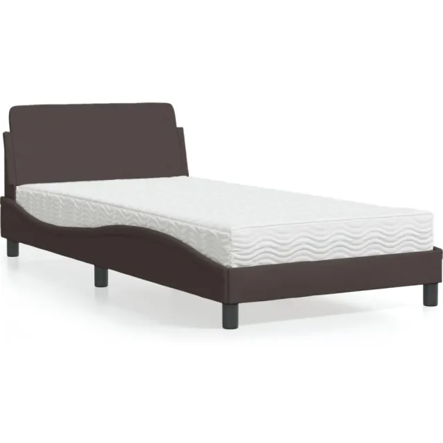 vidaXL Bed met matras "Dover" stof donkerbruin 100x200 cm
