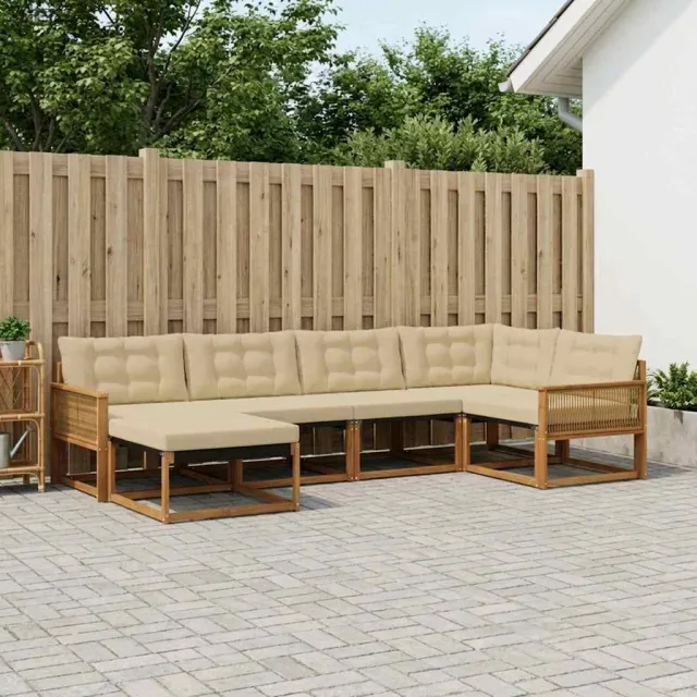vidaXL Buiten bankenset 6 st 6-zits Natuurlijk en Beige