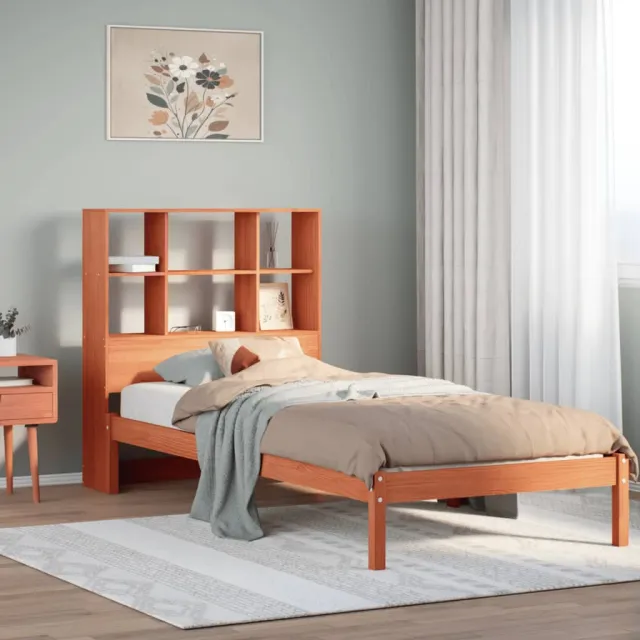 vidaXL Bed met boekenkast zonder matras grenenhout wasbruin 100x200 cm bruin