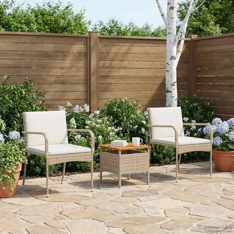 vidaXL Tuinset Beige poly rattan, foto 3