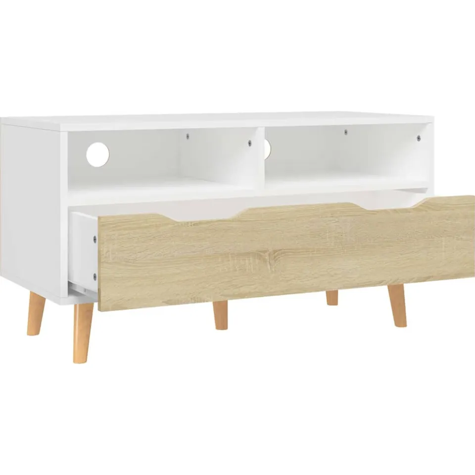 vidaXL Tv-meubel 90x40x48,5 cm bewerkt hout wit sonoma eikenkleurig Beige