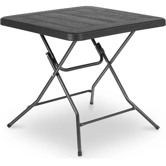 Seth Select Opvouwbare Tuintafel - 80 x 80 x 74 cm – Klaptafel van HDPE met Stalen Frame – Waterbestendige Tafel - Zwart