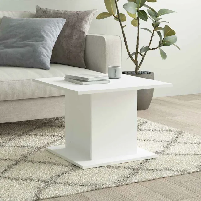 vidaXL Salontafel 55,5x55,5x40 cm bewerkt hout wit, foto 2