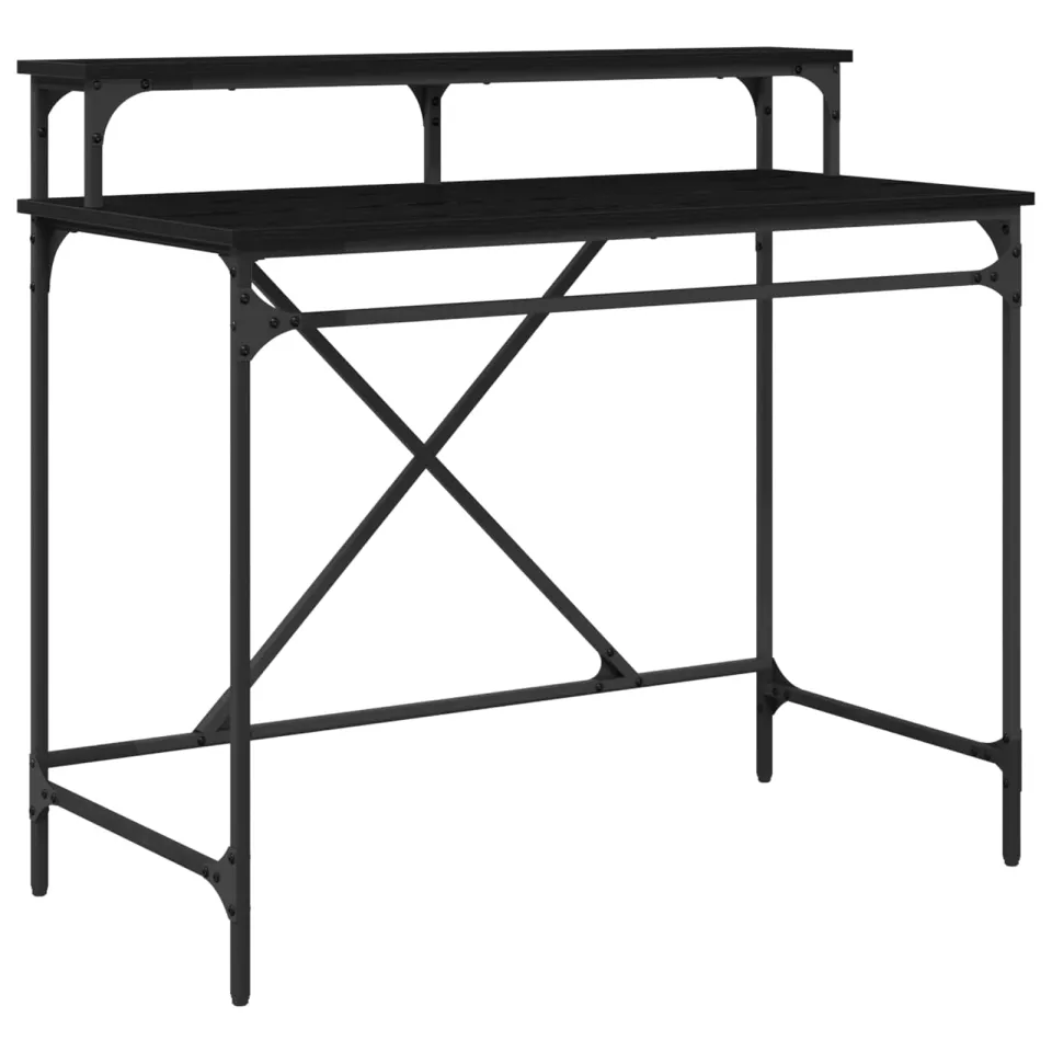 vidaXL Bureau Zwart Eiken 100 x 50 x 90 cm Bewerkt hout, foto 3