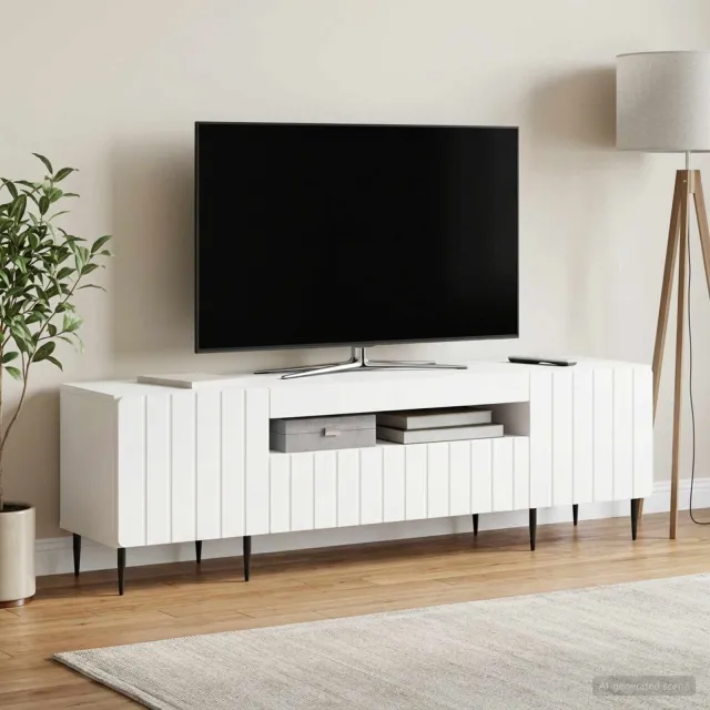 vidaXL LED tv-meubel ZWOLLE 153 x 35 x 43 cm Wit Bewerkt hout, foto 2