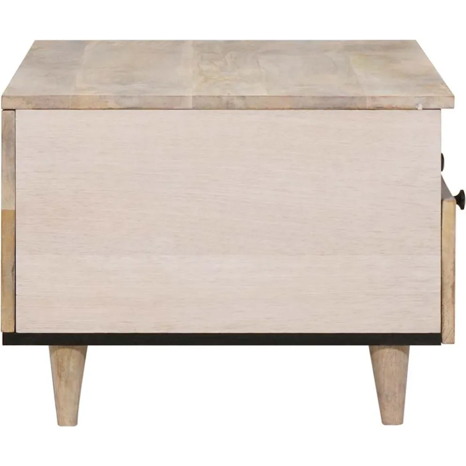 vidaXL Salontafel Bleached Wit 80 x 54 x 40 cm Massief Mango Hout, foto 4