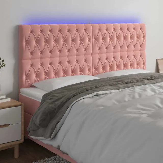 vidaXL Hoofdbord LED 200x7x118/128 cm fluweel roze