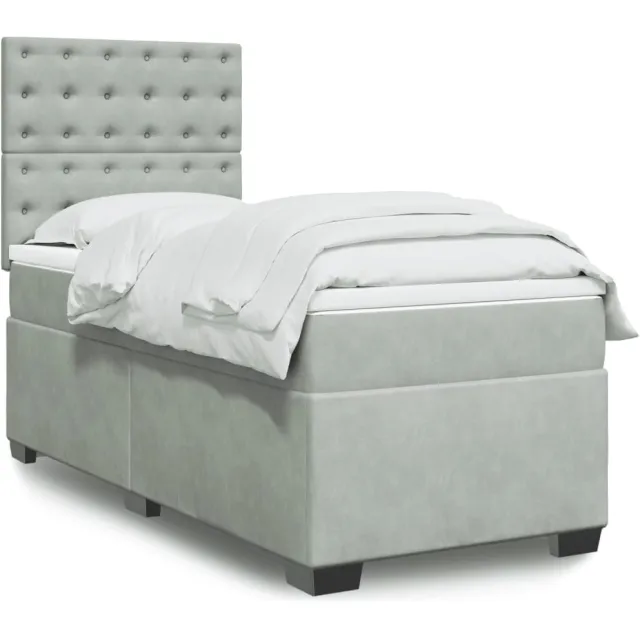 vidaXL Boxspring met matras fluweel lichtgrijs 80x200 cm grijs